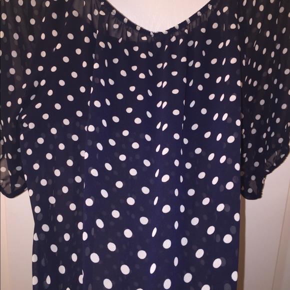NAVY POLKA DOT SHEER BLOUSE - Picture 6 of 6
